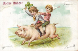 Carte Fantaisie COCHON Et Enfants - Schweine