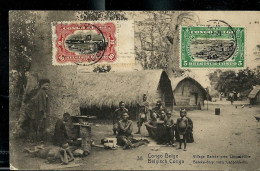 Carte Avec Vue: N° 43 - 38 ( Village Baleke Prés Léopoldville) - Obl.  1921 Pour Lima Au Pérou - Enteros Postales