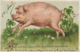 Carte Fantaisie COCHON. 1er Avril - Schweine