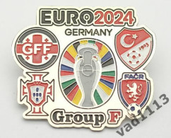 Metal Pin Badge Football EURO 2024 Group F - Georgia, Türkiye, Portugal, Czech Republic - Voetbal