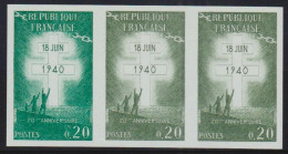 FRANCE - N°1264. 18 JUIN 1940.  Essais En Bande De 3. LUXE - Essais De Couleur 1945-…