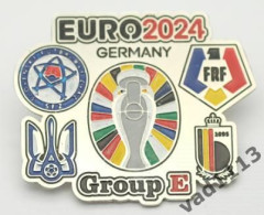 Metal Pin Badge Football EURO 2024 Group E - Slovakia, Ukraine, Belgium, Romania - Fussball