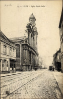 CPA Lille Nord, Kirche Saint André, Straßenansicht, Passanten - Autres & Non Classés