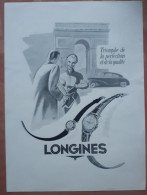 VINTAGE  Publiciteitblad Uurwerken LONGINES  / Keerz.Luchtvaart Mppij U.A.T.  35/26cm / 1953 - Publicités