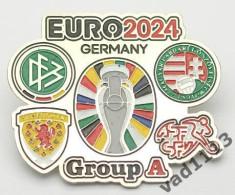Metal Pin Badge Football EURO 2024 Group A - Germany, Hungary, Scotland, Switzerland. - Calcio