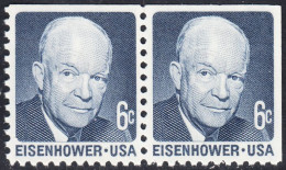 !a! USA Sc# 1393a MNH Horiz.PAIR (top) From BOOKLET-PANE - Dwight D. Eisenhower - Neufs