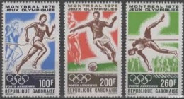 RÉP. GABONAISE :1976: Y.PA184-86 : ## Olympics MONTREAL 1976 ##.  @§@ Course à Pied – Football – Saut En Hauteur @§@. - Verano 1976: Montréal