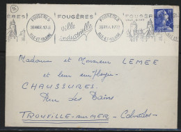 35-FOUGÈRES-OBLITERATION MECANIQUE -N°1011B /LSC POUR TROUVILLE -Obl KRAG -FOUGÈRES /VILLE D'ART # FOUGÈRES /VILLE /INDU - Oblitérations Mécaniques (Autres)