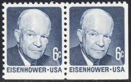 !a! USA Sc# 1393a MNH Horiz.PAIR (bottom) From BOOKLET-PANE - Dwight D. Eisenhower - Ungebraucht