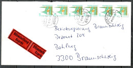 MiNr. 1406 (6x); Auf Portoger. Brief / EILZUSTELLUNG Von Fürth Nach Braunschweig; E-155 - Briefe U. Dokumente