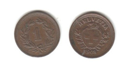 Su1sse 1 Centime Ou Rappen 1908, - Andere & Zonder Classificatie