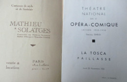 Programme THEATRE NATIONAL De L'Opera Comique "LA TOSCA" - 28 Novembre 1935 - Saison 1935 1936 - 32 Pages - Programmes