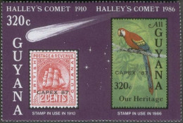 Guyana 1987 Halley's Comet  Parrot  Ship Overprinted CAPEX 87  Mnh / ** - Guyane (1966-...)