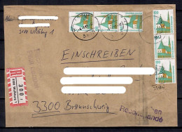 MiNr. 1406 (6x); Auf Portoger. Päckchen (Ausschnitt) / EINSCHREIBEN Von Wolfsburg Nach Braunschweig; C-27 - Covers & Documents