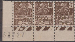 France N° 271 Bloc De 3 Bord De Feuille Neuf Sans Charnière - Unused Stamps