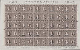 SCHWEIZ - KLEINBOGEN 1943 BRIEFMARKENJUBILÄUM Mi 416 MNH / L - Blocks & Kleinbögen