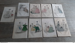 9 Gravures De Mode Journal Des Demoiselles Mariée 1836 Gravure Ancienne - Moda