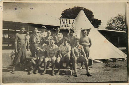 - Pays Div. -ref-EE834- Algerie - El Bordj Begnany - Carte Photo Groupe De Militaires  " Villa Beau Soleil " - Militaria - Other & Unclassified