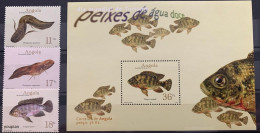 Angola 2001, Fresh Water Fishes, MNH S/S And Stamps Set - Angola