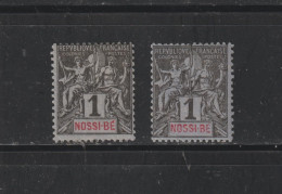 NOSSI-BÉ - Ex. Colonie Française - 27 De 1894 - 2 Timbres Neufs * - Type Colonie - 1c. Noir Sur Azuré  - 2 Scan - Nuevos