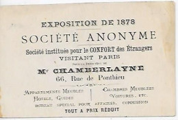 Carte Société Pour Le Confort Des étrangers Visitant Paris 66 Rue De Ponthieu - Exposition De 1878 - District 08