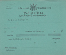 AD Wurttemberg Postauftrag 1885 - Otros & Sin Clasificación