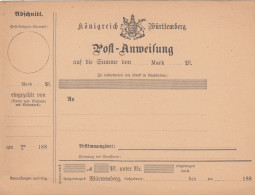 AD Wurttemberg Postanweisung 1883 - Other & Unclassified