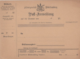 AD Wurttemberg Postanweisung 1878 - Otros & Sin Clasificación