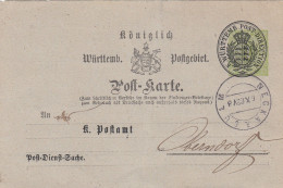 AD Wurttemberg Postkarte 1883 - Otros & Sin Clasificación