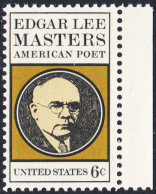 !a! USA Sc# 1405 MNH SINGLE W/ Right Margin - Edgar Lee Masters - Nuevos