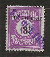 FFISCAUX  FRANCE SOCIO-POSTAUX D'ALSACE LORRAINE N°116 8F  Sur 16F Violet Part Patronale - Marken