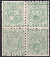 Cuba 1875 Sc 65 Ed 33 Block MNG(*) - Kuba (1874-1898)