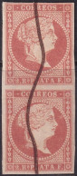 Cuba 1857 Sc 14 Antillas Ed 9 Pair Used Pen Cancel - Cuba (1874-1898)