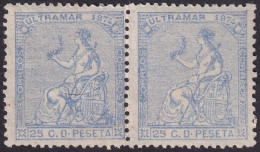 Cuba 1874 Sc 59 Ed 28 Pair MLH* - Cuba (1874-1898)