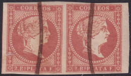 Cuba 1857 Sc 14 Antillas Ed 9 Pair Used Pen Cancel - Kuba (1874-1898)