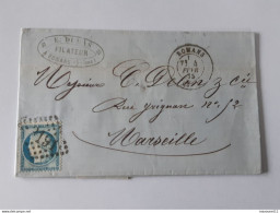 Timbre De Type " Cérès " Sur Enveloppe Envoyée De Romans Vers Marseille Le 4 Février 1875 .. Lot135 . - 1871-1875 Ceres