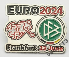 Metal Pin Badge Football Germany EURO 2024 Switzerland - Germany - Calcio