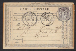 JUPILLES (71-Sarthe) 11 Oct 1876, Format CP, Cachet Perlé Type 24, Affr 15c RARE - 1849-1876: Klassieke Periode