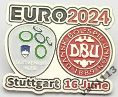 Metal Pin Badge Football Germany EURO 2024 Slovenia - Denmark - Fussball