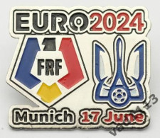 Metal Pin Badge Football Germany EURO 2024 Romania - Ukraine - Fussball