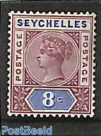 Seychelles 1890 8c, Type II, Stamp Out Of Set, Unused (hinged) - Autres & Non Classés