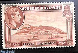 Gibraltar 1938 1p, Perf. 14, Stamp Out Of Set, Unused (hinged), Transport - Ships And Boats - Barcos