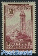 Andorra, French Post 1932 50c, Stamp Out Of Set, Unused (hinged), Religion - Churches, Temples, Mosques, Synagogues - Nuovi