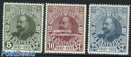 Bulgaria 1912 Silver Jubilee 3v, Mint NH, History - Kings & Queens (Royalty) - Unused Stamps
