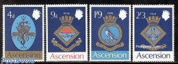 Ascension 1969 Royal Navy Naval Arms 4v, Mint NH, History - Nature - Coat Of Arms - Birds - Birds Of Prey - Fish - Vissen