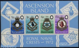 Ascension 1972 Royal Navy Naval Arms (IV) S/s, Mint NH, History - Transport - Coat Of Arms - Ships And Boats - Schiffe