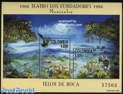 Colombia 1996 Los Fundadores Theatre S/s, Mint NH, Nature - Performance Art - Birds - Theatre - Theater