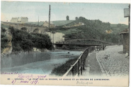 Ensival Le Pont Sur La Vesdre - Le Viaduc Et La Station De Lambermont Colorée Et Circulée En 1919 - Autres & Non Classés