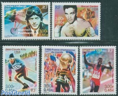 France 2000 Sport In 20th Century 5v, Mint NH, Sport - Transport - Boxing - Skiing - Sport (other And Mixed) - Aircraf.. - Ongebruikt
