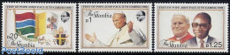 Gambia 1992 Visit Of Pope John Paul II 3v, Mint NH, History - Religion - Coat Of Arms - Flags - Pope - Religion - Popes